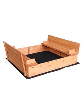 Fir Wood Sandbox with Two Bench Seats Natural Color
