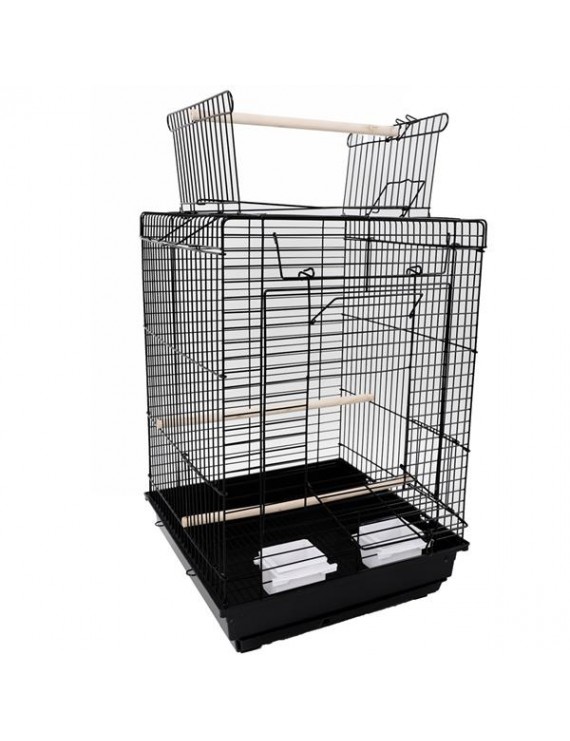 23" Bird Cage Pet Supplies Metal Cage with Open Play Top with tow Additional Toys Black