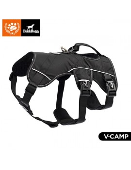 Professional Dog Harness Adjustable Pet Body Harness Vest Visible at Night Outdoor Training Harnesses Premium Quality Chest Straps No-Pull Effect--（black，size L）