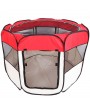 HOBBYZOO 36" Portable Foldable 600D Oxford Cloth & Mesh Pet Playpen Fence with Eight Panels Red