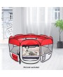 HOBBYZOO 45" Portable Foldable 600D Oxford Cloth & Mesh Pet Playpen Fence with Eight Panels  Red