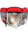 HOBBYZOO 45" Portable Foldable 600D Oxford Cloth & Mesh Pet Playpen Fence with Eight Panels  Red