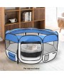 HOBBYZOO 57" Portable Foldable 600D Oxford Cloth & Mesh Pet Playpen Fence with Eight Panels Blue