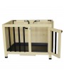 Opening Roof Foldable Pet Shelter Dog House Pet Bed Wood Shelter Kennel Home Beige for Small Dogs Outdoor or Indoor