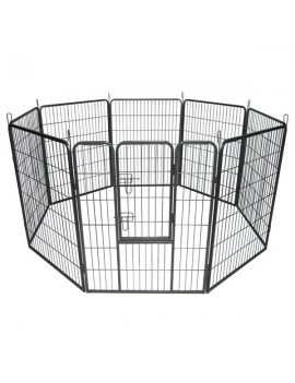 [US-W]40" Dog Pet Playpen Heavy Duty Metal Exercise Fence Hammigrid 8 Panel Silver