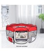 HOBBYZOO 57" Portable Foldable 600D Oxford Cloth & Mesh Pet Playpen Fence with Eight Panels Red