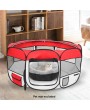 HOBBYZOO 57" Portable Foldable 600D Oxford Cloth & Mesh Pet Playpen Fence with Eight Panels Red