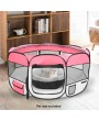 HOBBYZOO 57" Portable Foldable 600D Oxford Cloth & Mesh Pet Playpen Fence with Eight Panels Pink