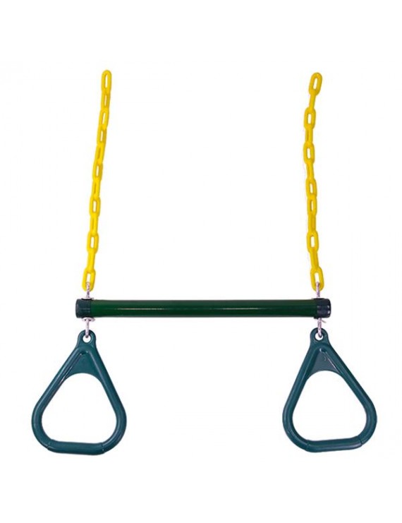 18" Trapeze Swing Bar with Rings Heavy Duty Chain Swing Set Accessories Green