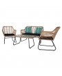 Oshion 4pcs Outdoor Wicker Rattan Chair Patio Furniture Set with Table Cushions Tan