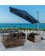 Oshion 8-Seat Rattan Furniture Outdoor Sofa With Free Rain Cover Dark Gray Sofa Cover (UK Flame Retardant Material)-Gray Rattan Total 4 Boxes
