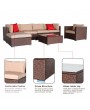 7 Pieces Wood Grain Patio PE Wicker Rattan Corner Sofa Set