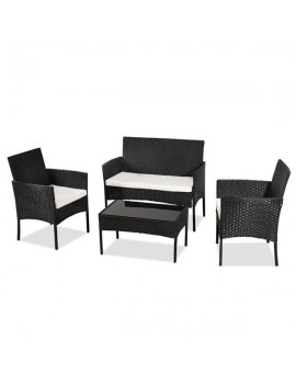 OSHION Outdoor Living Room Balcony Rattan Furniture Four-Piece-Black