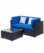 Fully Equipped Weaving Rattan Sofa Set with 2pcs Corner Sofas & 4pcs Single Sofas & 1 pcs Coffee Table Black-Coffee Table