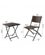 [US-W]Oshion Folding Rattan Chair Three-Piece Square Table-Brown