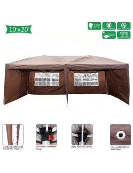 [US-W]3 x 6m Two Windows Practical Waterproof Folding Tent Dark Coffee  Folding Tent